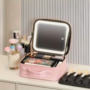 makeup bag with led mirror